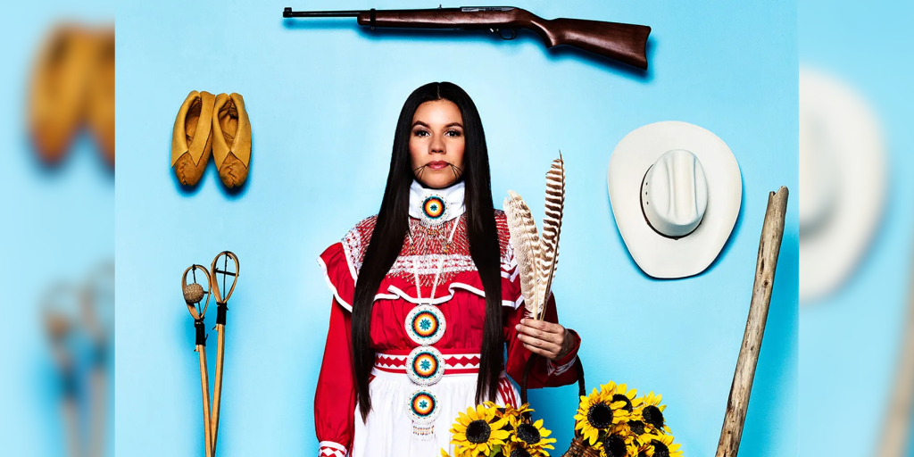 “Amber Morningstar,” Choctaw Tribe. (Courtesy of Cara Romero). Art that imagines a Native American doll with accessories.