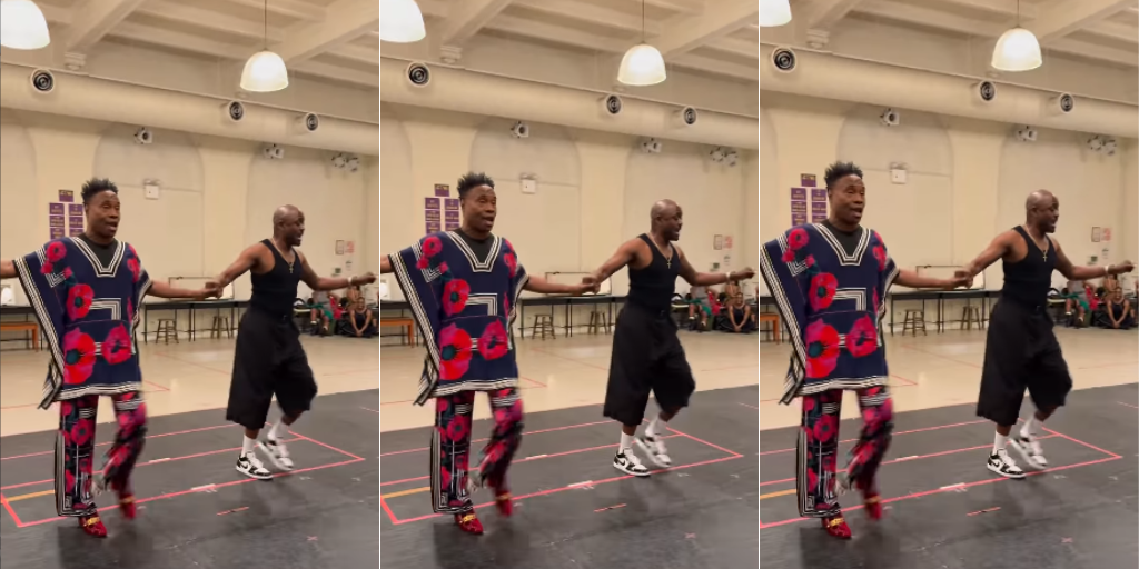 Billy Porter and Wayne Brady in Encores! La Cage Aux Folles rehearsal.